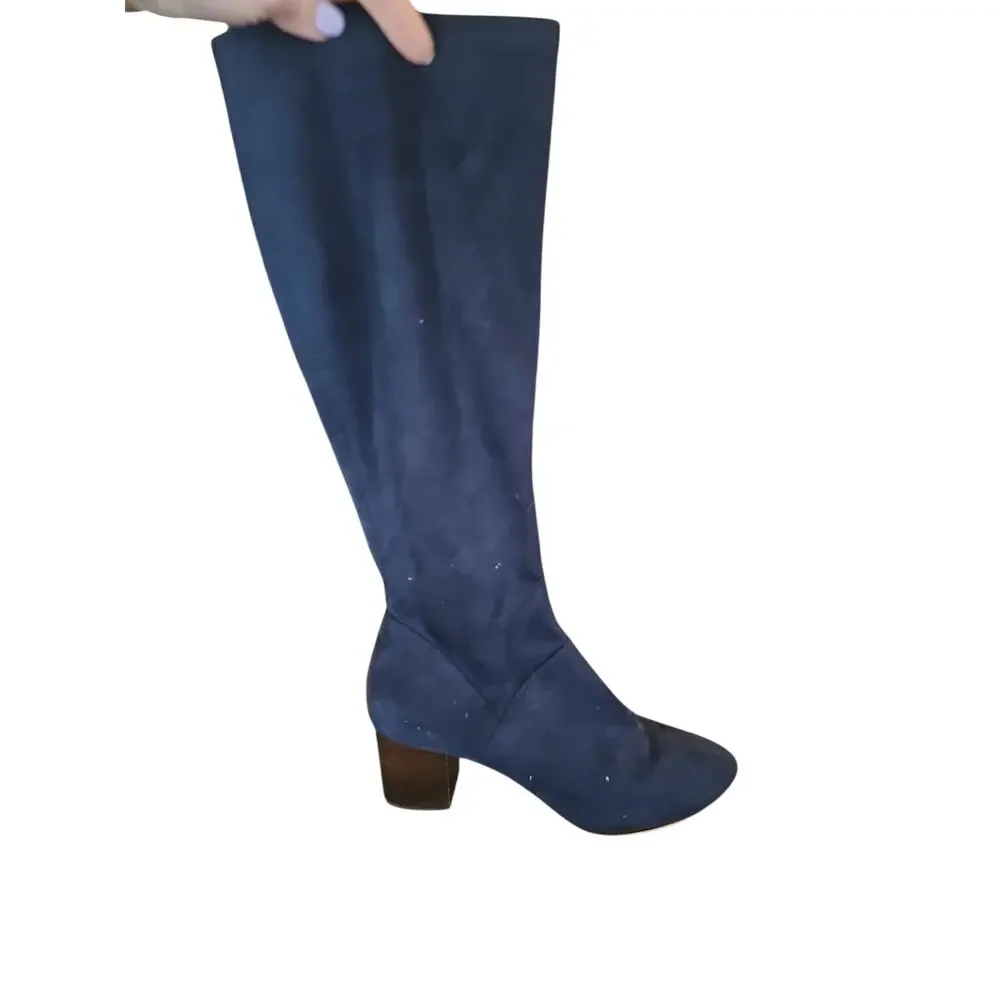 Boden 41  Round Toe Stretch Boots in navy blue suede sz 9 riding boots $220